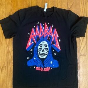 Gildan Black Tee with Blue and fluorescent pink Graphic - RADBAR Oklahoma